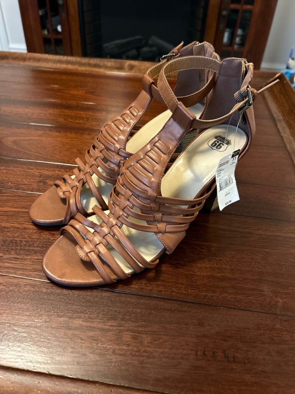 ROUTE 66 Erin High Heel Open Toe Ankle Strap Sandal Shoe Women's Size US 11